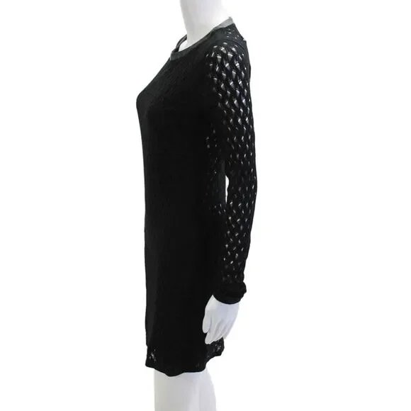 Diane Von Furstenberg Women Black Geometric Sheath Dress Long Sleeve Size S - Picture 2 of 7